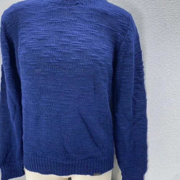 Brooksfield Men’s Slub Wool Crew Neck Knit Sweater – Navy, Size M - Picture 11 of 12